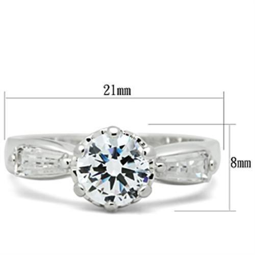 SS060 - Silver 925 Sterling Silver Ring with AAA Grade CZ in Clear - Brand My Case