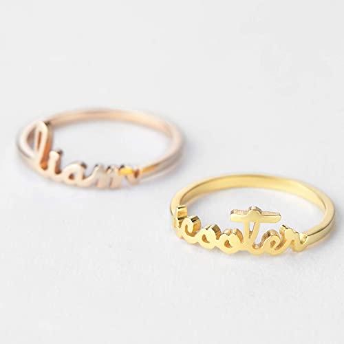 Stackable Name Ring, Stackable Mother Rings, Minimalist Ring, Mom Ring - Brand My Case