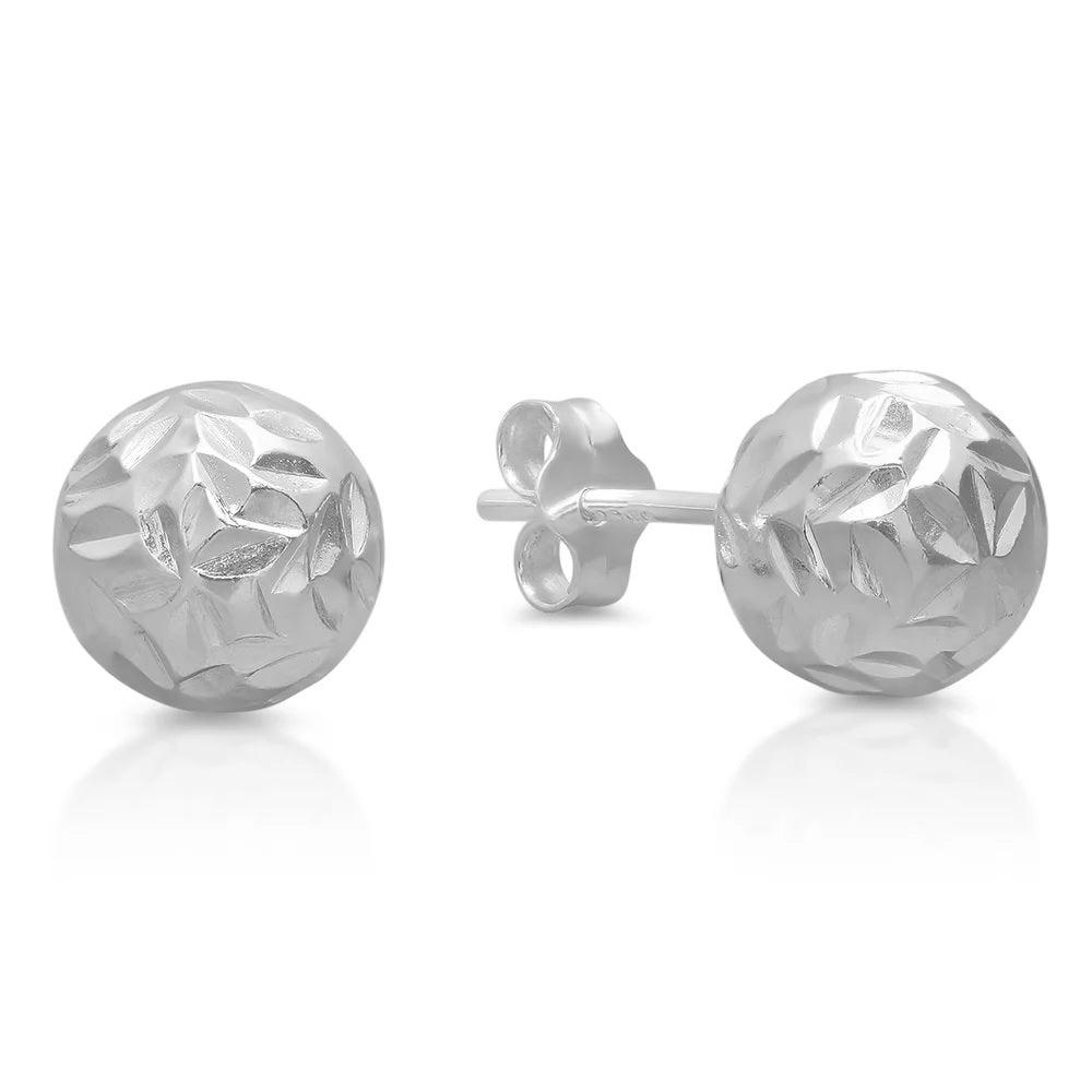 Sterling Silver 6mm Diamond-Cut Ball Stud Earrings - Brand My Case