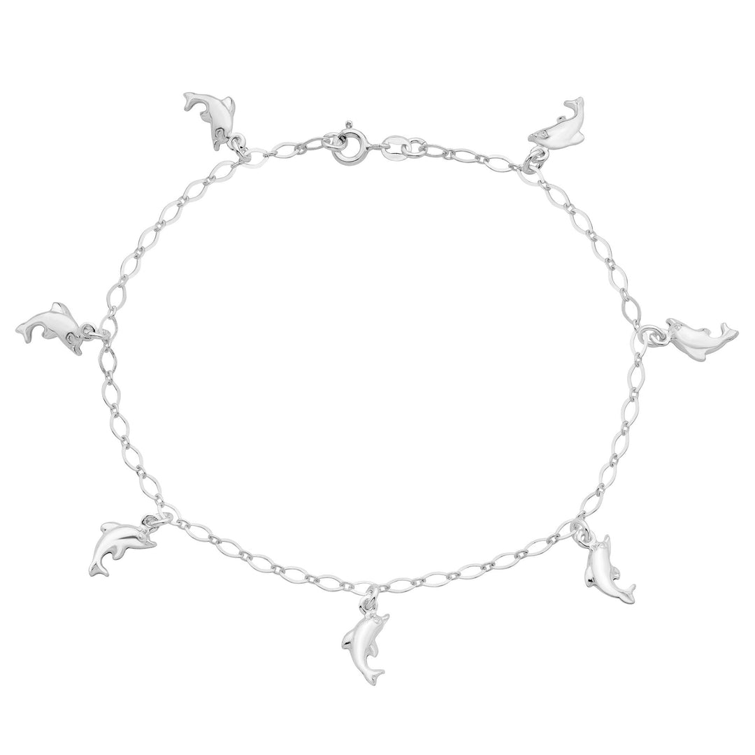 Sterling Silver Dolphin Charm Anklet - Brand My Case