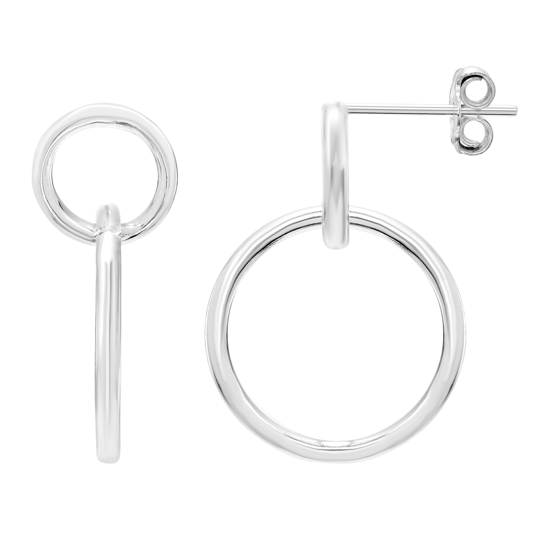 Sterling Silver Double Circle Hoop Earrings - Brand My Case