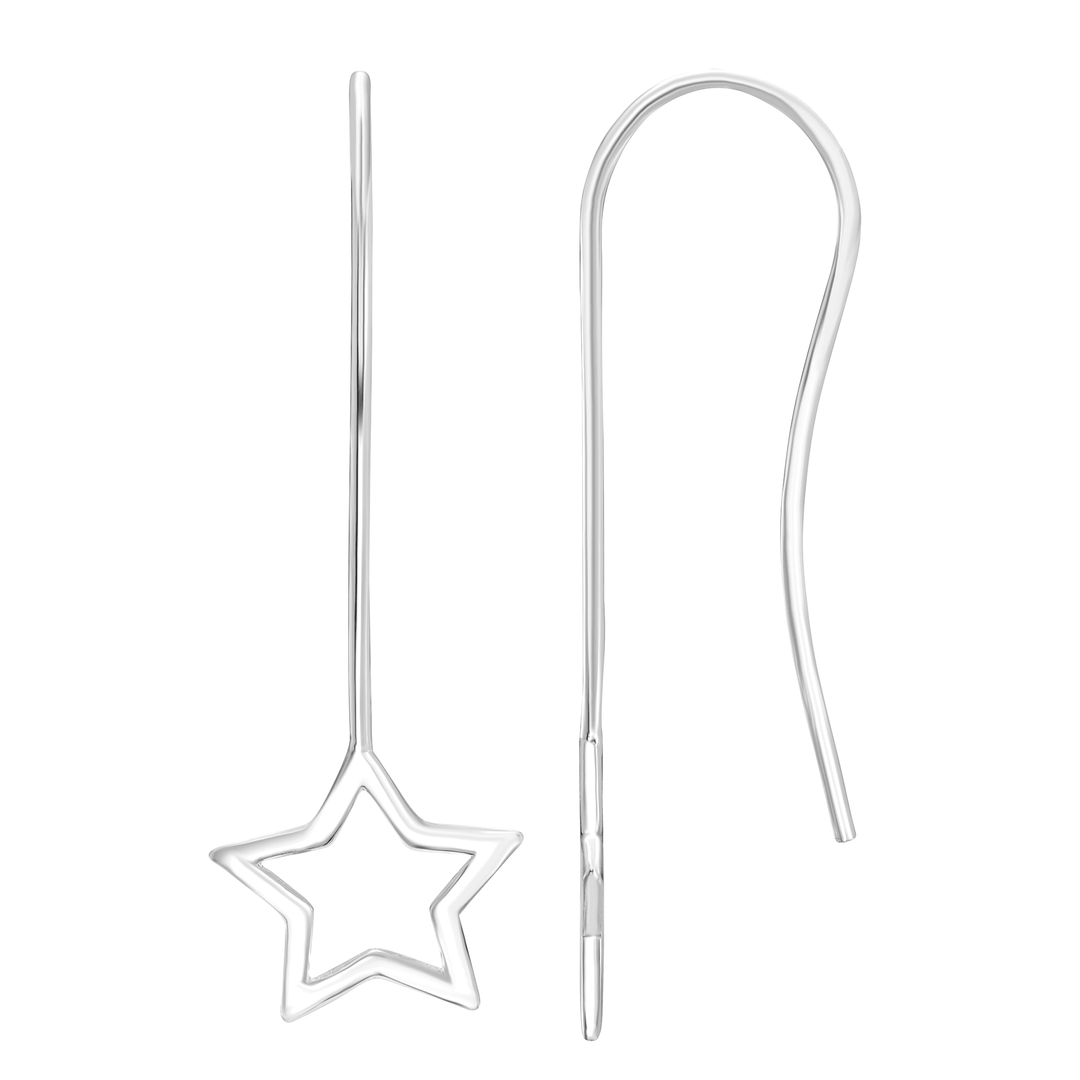 Sterling Silver Star Wire Earrings - Brand My Case