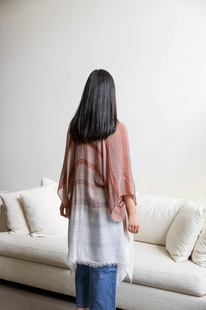 Stripe Woven Dip Dyed Kimono - Brand My Case