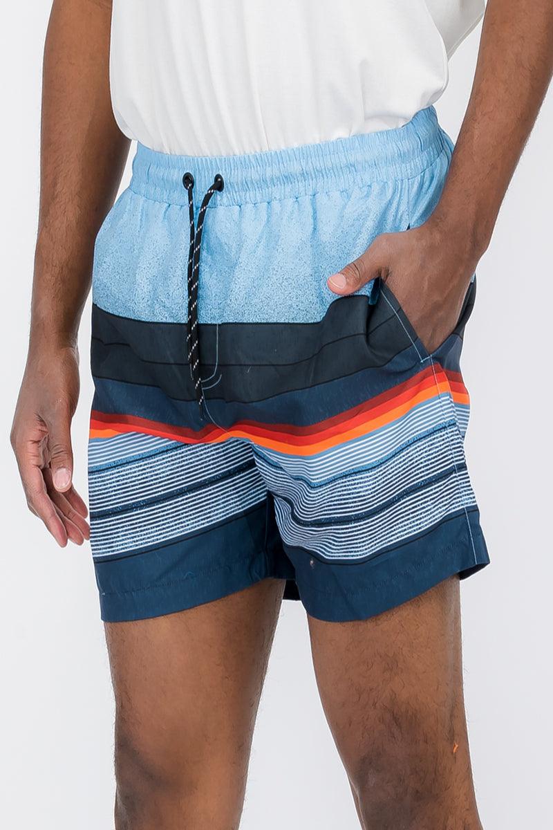 Striped Print Swim Shorts - Brand My Case