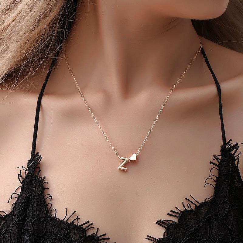 SUMENG Fashion Tiny Heart Dainty Initial Necklace Gold Silver Color Letter Name Choker Necklace For Women Pendant Jewelry Gift - Brand My Case