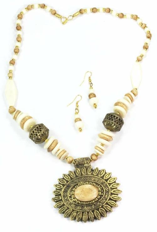 Sun Mandala Flower Pendant Necklace & Earring Set - Brand My Case
