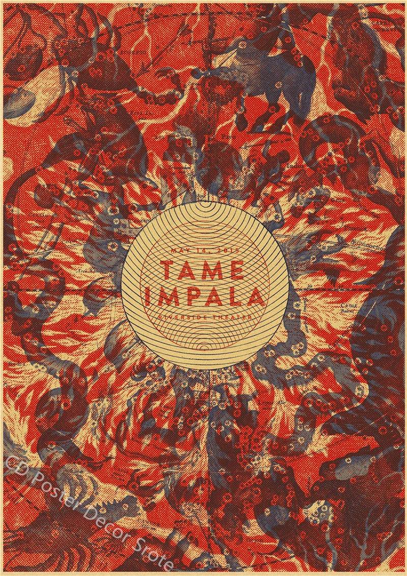 Tame Impala Psychedelic Poster Rock Music Band Kraft Paper Posters Vintage Home Room Bar Cafe Decor Aesthetic Art Wall Painting - Brand My Case