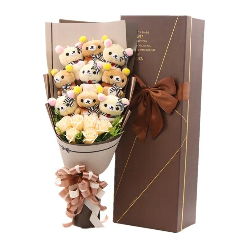 Teddy Bear Stuffed Animal Plush Toy Rilakkuma Bear Flower Bouquet Gift Box Graduation Birthday Valentine's Day Christmas Gifts - Brand My Case
