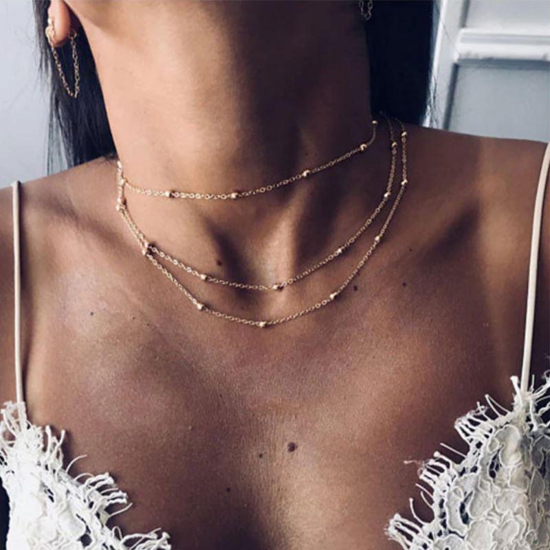 Three Layer Beaded Choker Necklace - Brand My Case