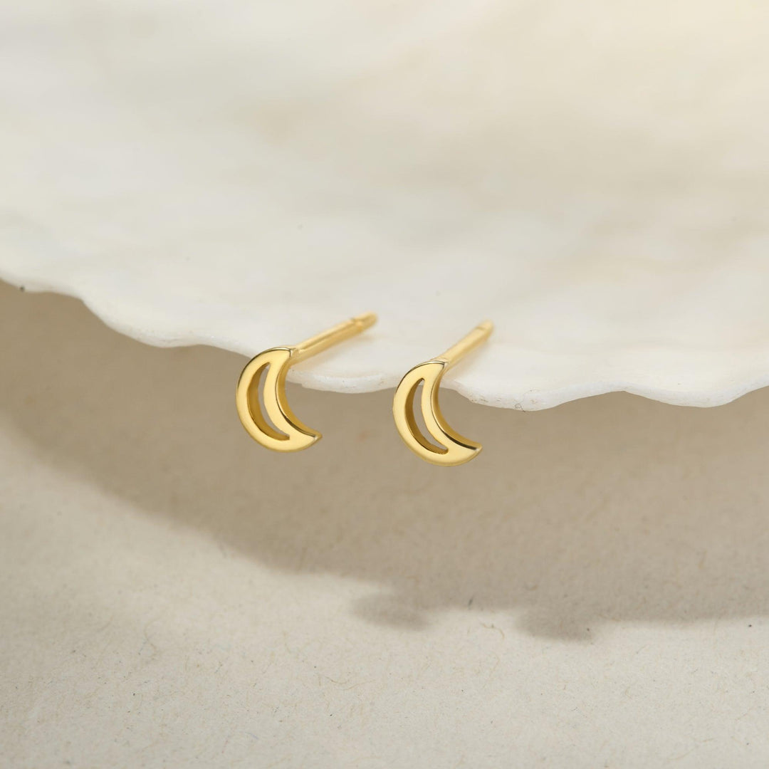 Tiny Moon Stud Earrings Minimal Earrings - Brand My Case