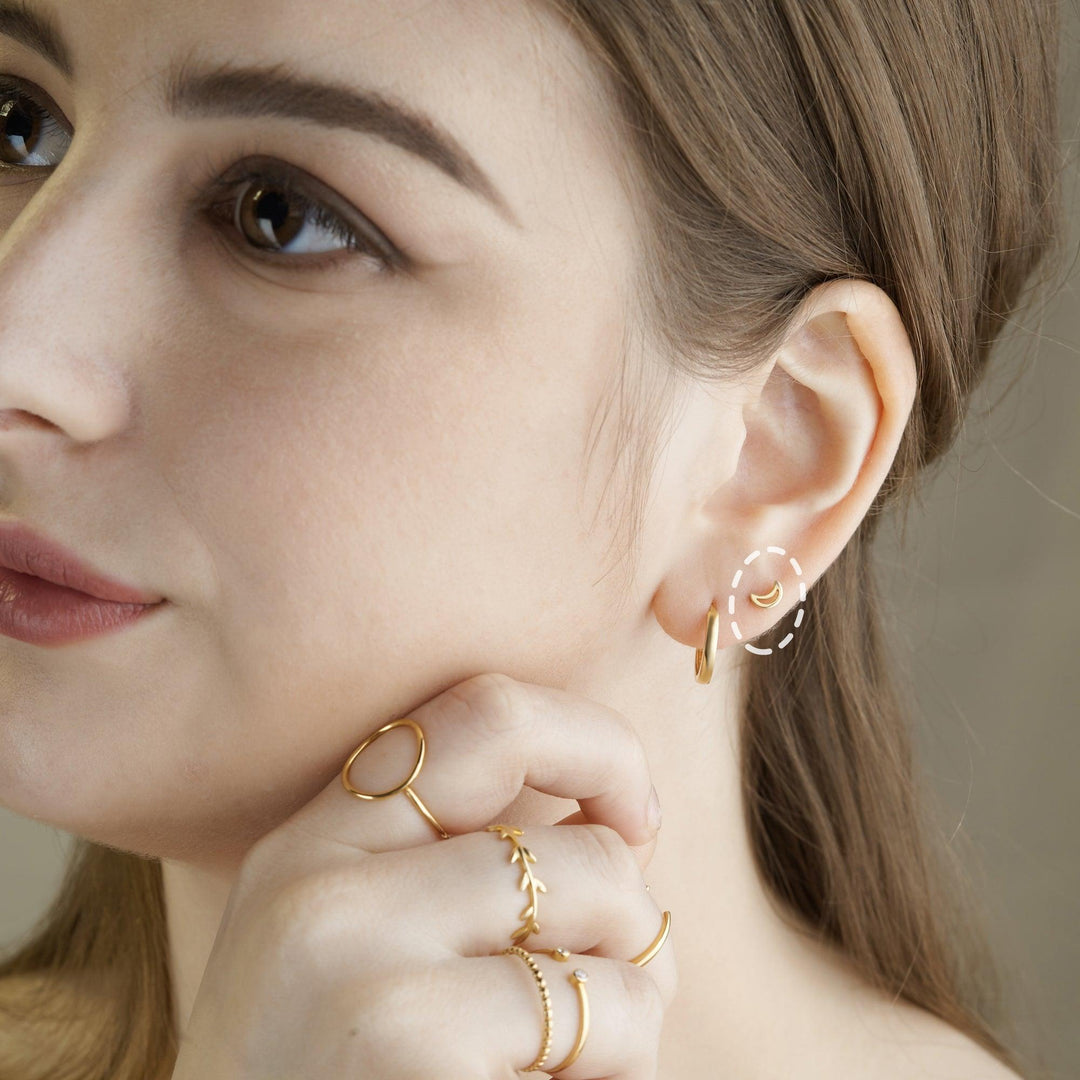 Tiny Moon Stud Earrings Minimal Earrings - Brand My Case