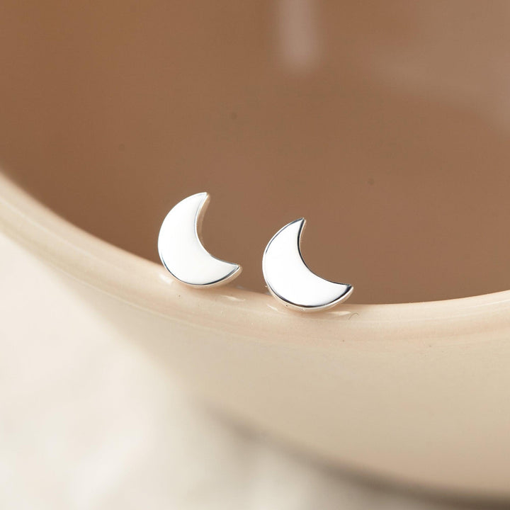 Tiny Moon Stud Earrings Minimalist Earrings - Brand My Case