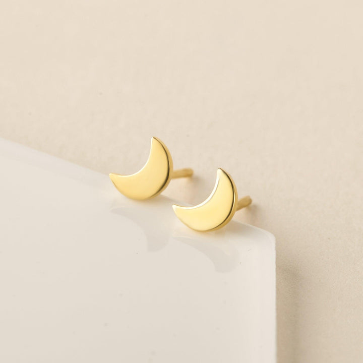 Tiny Moon Stud Earrings Minimalist Earrings - Brand My Case