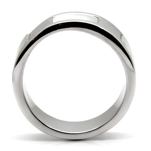 TK043 - High polished (no plating) Stainless Steel Ring with Precious - Brand My Case