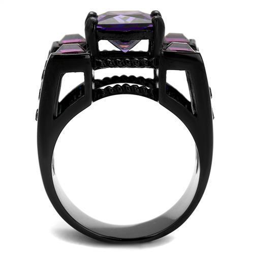 TK1072J - IP Black(Ion Plating) Stainless Steel Ring with AAA Grade CZ - Brand My Case