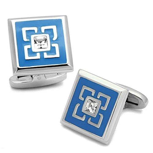 TK1244 - High polished (no plating) Stainless Steel Cufflink with Top - Brand My Case