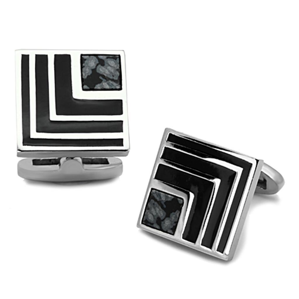 TK1269 - High polished (no plating) Stainless Steel Cufflink with - Brand My Case
