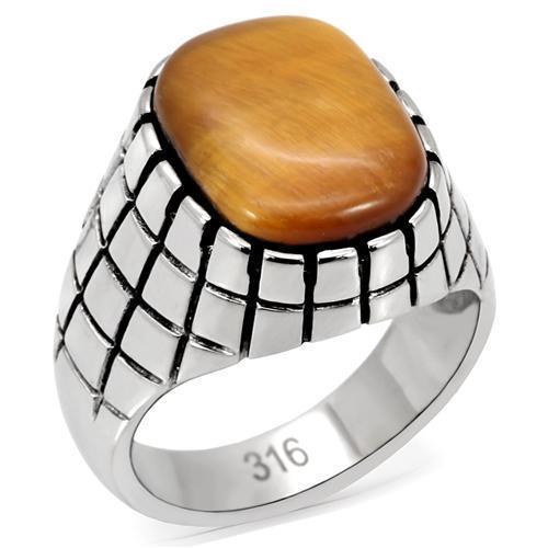 TK129 - High polished (no plating) Stainless Steel Ring with Synthetic - Brand My Case