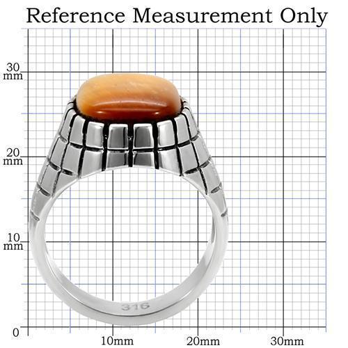 TK129 - High polished (no plating) Stainless Steel Ring with Synthetic - Brand My Case