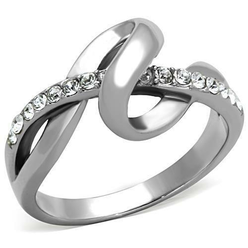 TK1341 - High polished (no plating) Stainless Steel Ring with Top - Brand My Case