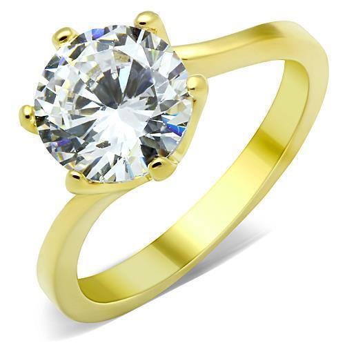 TK1406 - IP Gold(Ion Plating) Stainless Steel Ring with AAA Grade CZ - Brand My Case