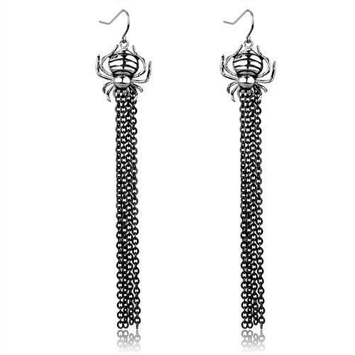 TK1481 - Two-Tone IP Black Stainless Steel Earrings with Epoxy in Jet - Brand My Case