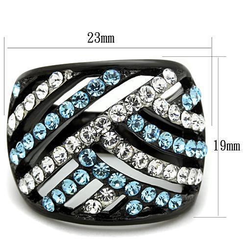 TK1663 - Two-Tone IP Black Stainless Steel Ring with Top Grade Crystal - Brand My Case