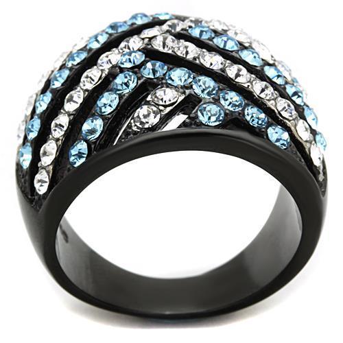 TK1663 - Two-Tone IP Black Stainless Steel Ring with Top Grade Crystal - Brand My Case