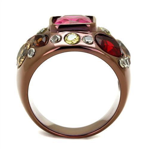TK1790LC - IP Coffee light Stainless Steel Ring with AAA Grade CZ in - Brand My Case