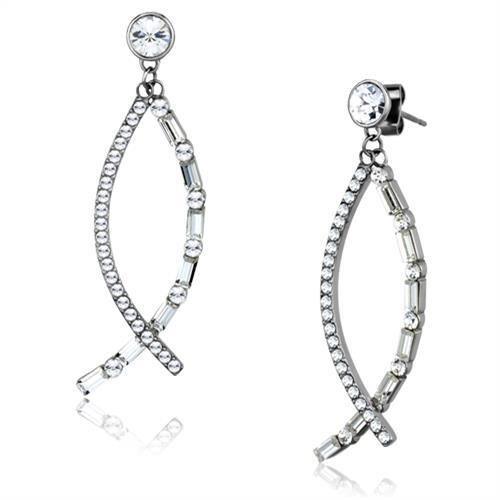 TK1806 - High polished (no plating) Stainless Steel Earrings with Top - Brand My Case