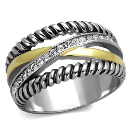 TK1825 - Two-Tone IP Gold (Ion Plating) Stainless Steel Ring with Top - Brand My Case