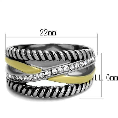 TK1825 - Two-Tone IP Gold (Ion Plating) Stainless Steel Ring with Top - Brand My Case