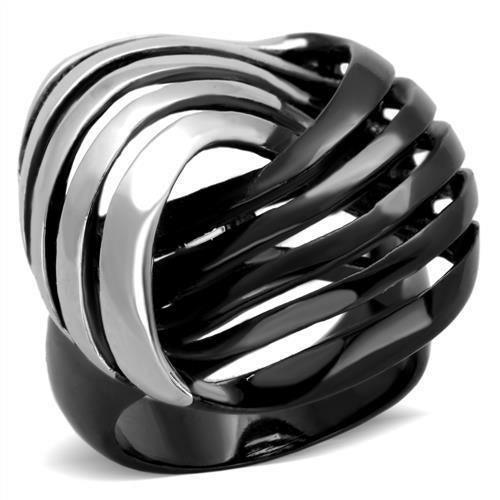 TK1843 - Two-Tone IP Black (Ion Plating) Stainless Steel Ring with No - Brand My Case