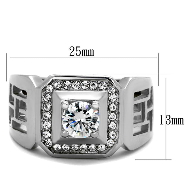 TK2046 - High polished (no plating) Stainless Steel Ring with AAA - Brand My Case
