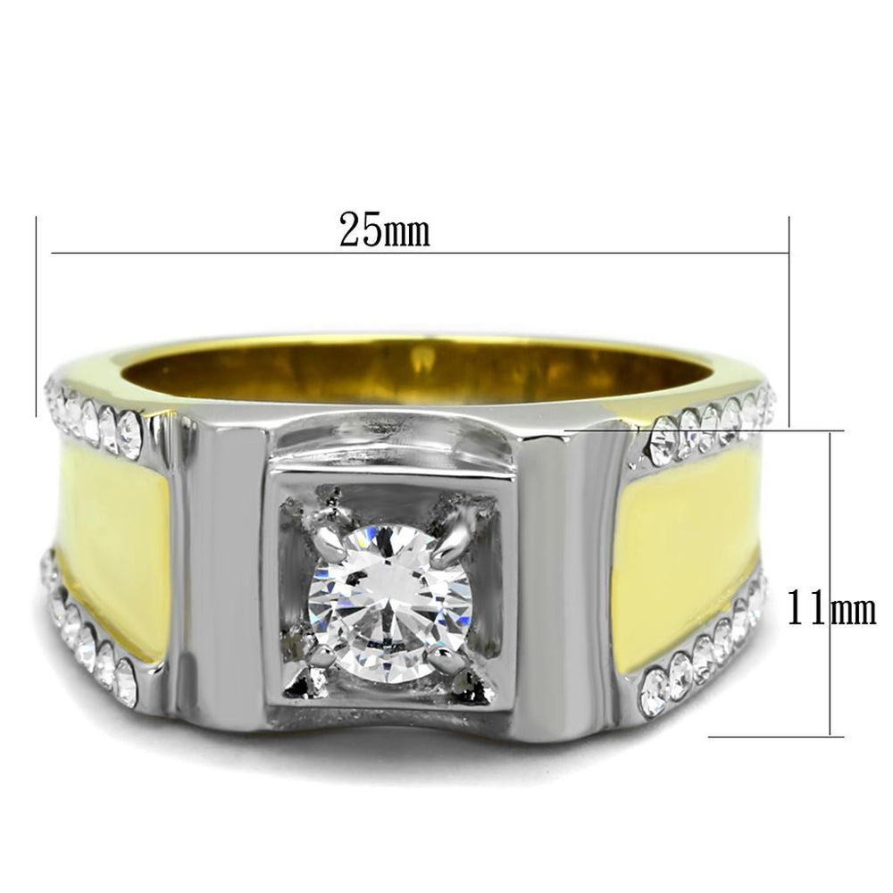 TK2049 - Two-Tone IP Gold (Ion Plating) Stainless Steel Ring with AAA - Brand My Case