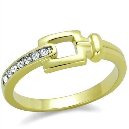 TK2164 - Two-Tone IP Gold (Ion Plating) Stainless Steel Ring with Top - Brand My Case