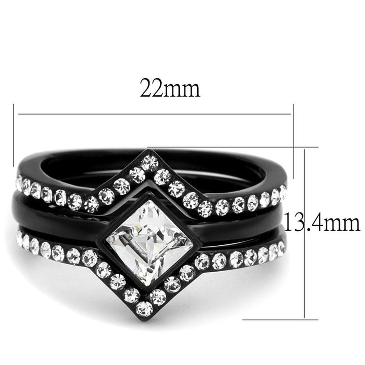 TK2185 - IP Black(Ion Plating) Stainless Steel Ring with Top Grade - Brand My Case