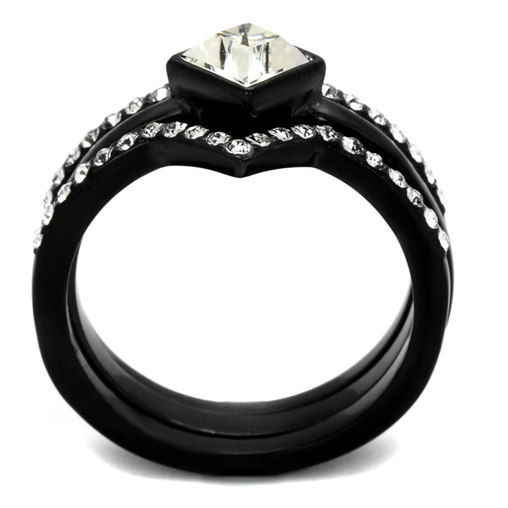 TK2185 - IP Black(Ion Plating) Stainless Steel Ring with Top Grade - Brand My Case