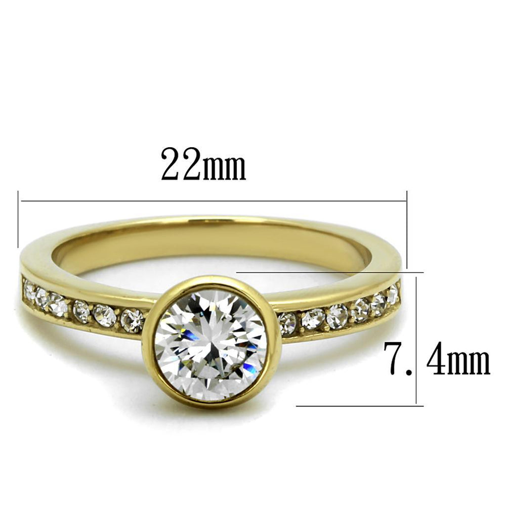 TK2254 - IP Gold(Ion Plating) Stainless Steel Ring with AAA Grade CZ - Brand My Case