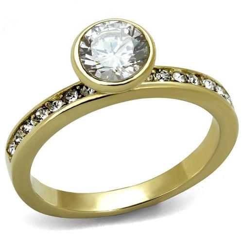 TK2254 - IP Gold(Ion Plating) Stainless Steel Ring with AAA Grade CZ - Brand My Case