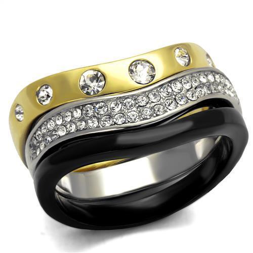 TK2299 - IP Gold+ IP Black (Ion Plating) Stainless Steel Ring with Top - Brand My Case