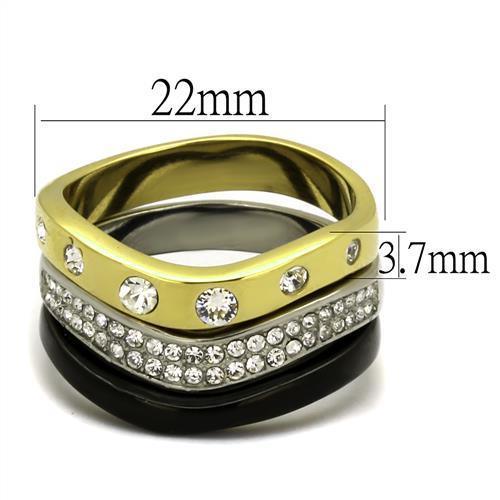 TK2299 - IP Gold+ IP Black (Ion Plating) Stainless Steel Ring with Top - Brand My Case
