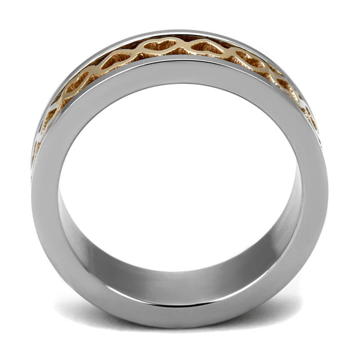 TK2398 - Two-Tone IP Rose Gold Stainless Steel Ring with No Stone - Brand My Case