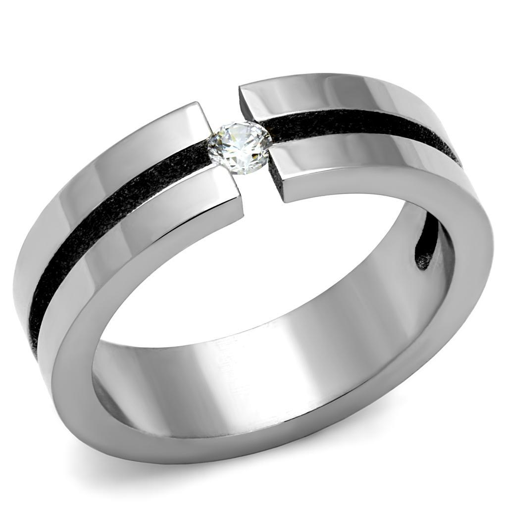 TK2412 - High polished (no plating) Stainless Steel Ring with AAA - Brand My Case