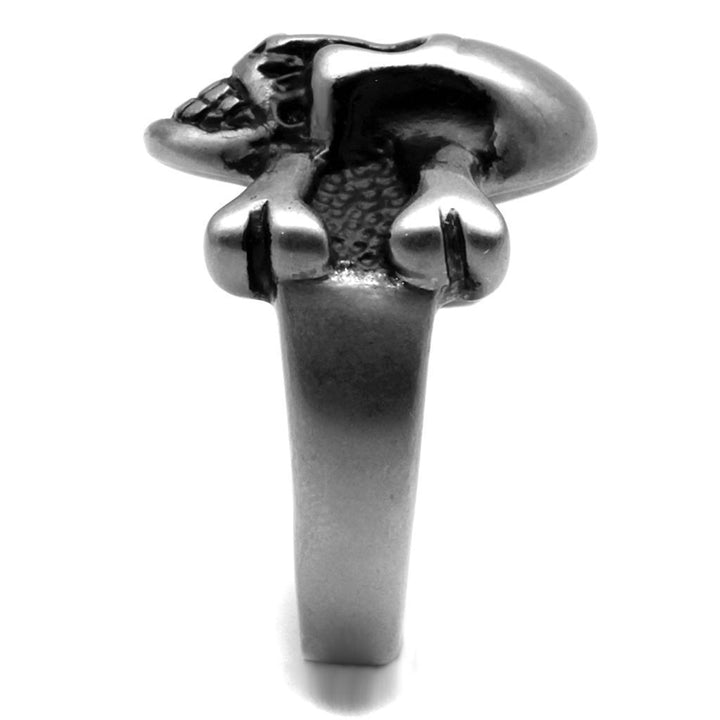 TK2416 - Antique Silver Stainless Steel Ring with Epoxy in Jet - Brand My Case