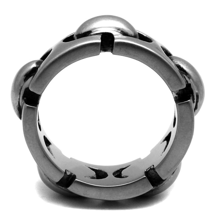 TK2421 - Antique Silver Stainless Steel Ring with Epoxy in Jet - Brand My Case