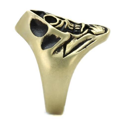 TK2474 - IP Antique Copper Stainless Steel Ring with Epoxy in Jet - Brand My Case