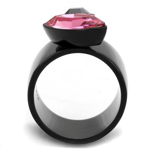 TK2484 - IP Black(Ion Plating) Stainless Steel Ring with Top Grade - Brand My Case