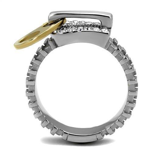 TK2520 - Two-Tone IP Gold (Ion Plating) Stainless Steel Ring with Top - Brand My Case