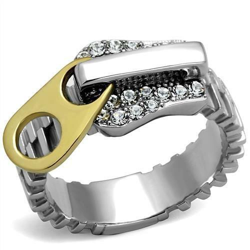 TK2520 - Two-Tone IP Gold (Ion Plating) Stainless Steel Ring with Top - Brand My Case